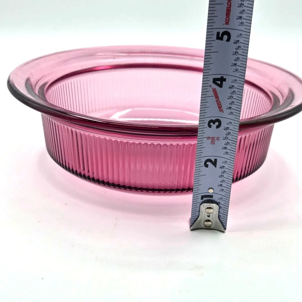 Corning Ware Pyrex Visions Cranberry ‎ 1 QT Ribbed CASSEROLE Dish V-31-B USA